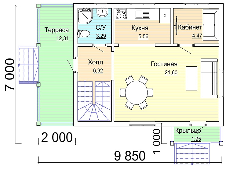 Проект каркасного дома DKDOM 20-107